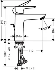 Смеситель для раковины 110, с донным клапаном, хром Hansgrohe Talis E 71713000