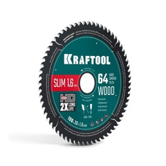 KRAFTOOL Slim wood cut 190 х 30 x 1.6 мм, 64Т, диск пильный по дереву (36955-190-30-64)