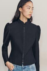 ZARA ЖАККАРДОВЫЙ ЖАКЕТ — ZW COLLECTION, ЧЕРНЫЙ