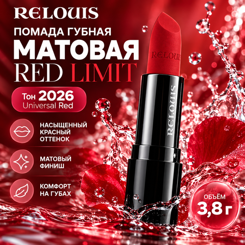 RELOUIS Помада матовая RED LIMIT тон 2026 Universal Red