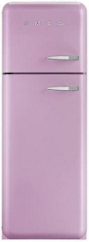 Розовый холодильник c морозилкой вверху Smeg FAB30LPK6