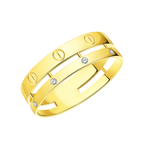 Л11147- Кольцо двухрядное, коллекция Love из желтого золота 585 пробы