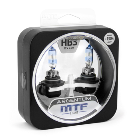 Галогенные автолампы MTF Light серия ARGENTUM +130% HB3(9005), 12V, 65W