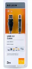 Кабель Belkin USB-A 2.0 To USB-B 2.0 Premium Printer Cable, 3м, черный