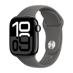 Умные часы Apple Watch Series 10 GPS, 42mm, Jet Black Aluminium Case with Sport Band M/L, Stone Gray (Черный)