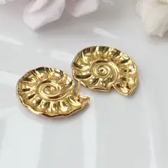 Серьги пусеты Ракушки с эмалью, розовый, 26*23 мм, сталь, позолота, СГ026