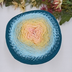 Хлопок секционного окрашивания Flowers Yarn art 270, Турция Морской-Голубой-Светло желтый-Персик