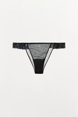 ZARA ТРУСЫ ИЗ ЖОРЖЕТА С КРУЖЕВОМ, ЧЕРНЫЙ