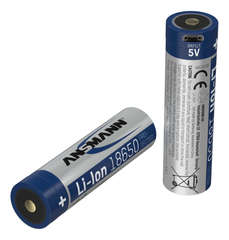 Аккумулятор 18650 LI-ION ANSMANN 3.6V, 2600mAh с разъемом USB