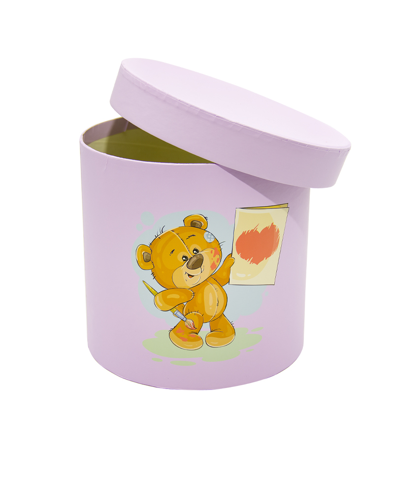 Коробка Цилиндр Сиреневый (Мини Мишки)