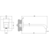 Gessi Mimi 31205#080 Излив настенный 216мм, для монтажа с удаленным управлением 31105/31210 (не входит в комплект), цвет: золото
