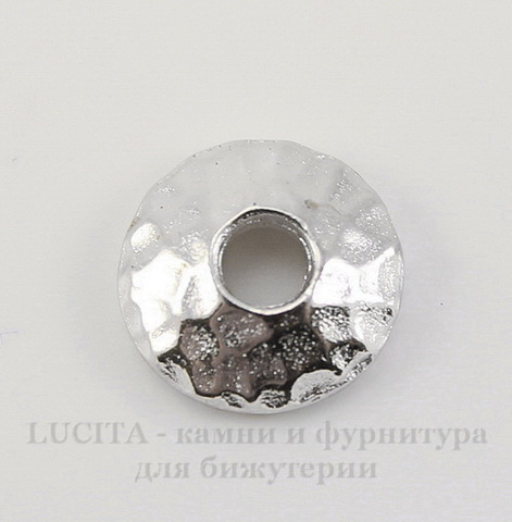 Шапочка для бусины TierraCast "Hammertone" (цвет-платина) 9х2,5 мм