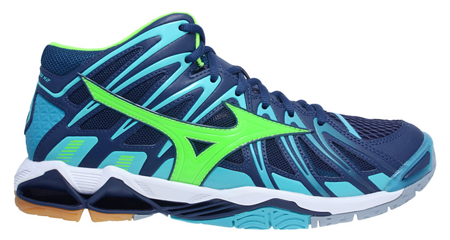 Mizuno Wave Tornado X2 Mid мужские волейбольные кроссовки синие-зеленые
