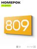 Номер на дверь 809, табличка на дверь для офиса, квартиры, кабинета, аудитории, склада, желтая 120х70 мм, Айдентика Технолоджи
