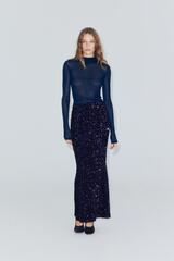 ZARA ДЛИННАЯ ЮБКА С ПАЙЕТКАМИ, СИНИЙ/ЧЕРНЫЙ
