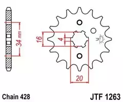 Звезда ведущая YBR125 3D9 05-06 JT JTF1263.14 зуб