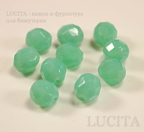 Бусина с огранкой (цвет- ментоловый) 8х7 мм , 10 штук ()