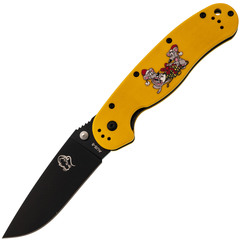 Фото Складной нож Steelclaw Крыса, сталь AUS8, рукоять G-10 желтая с рисунком
