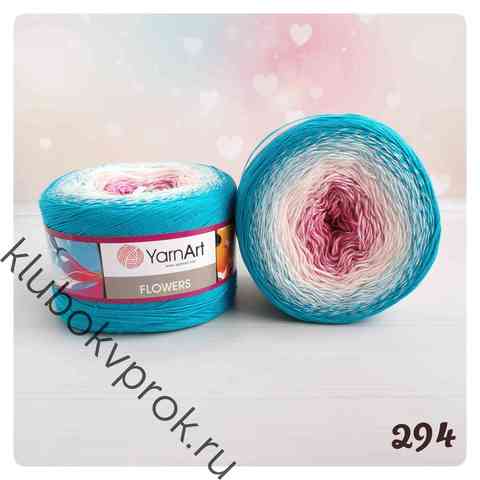 YARNART FLOWERS 294, Розовый/белый/голубой