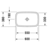 Duravit DuraStyle 349600000 Раковина шлифованный вариант, без перелива, без площадки под смес., включая крепление, 600x380мм, цвет: Белый