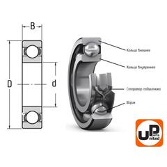 Подшипник шариковый UNITED PARTS 6203 (90-0454)