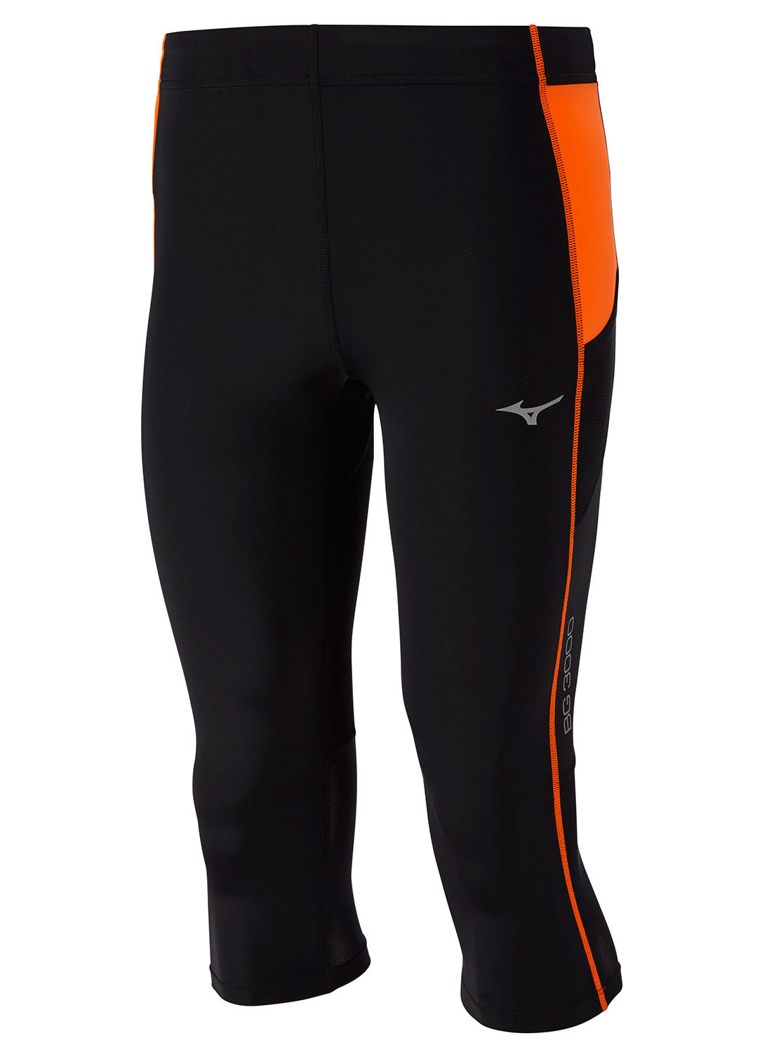 Компрессионные тайтсы мужские Mizuno Bg3000 3/4 черные-оранжевые