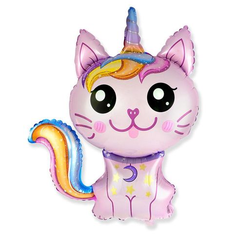 Шар F Мини-фигура, Кошка-единорог, Темно-розовый (фуксия), 12