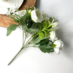 №2 Пионы Белые искусственные евро, букет 32 см, 8 голов, 2 букета в наборе