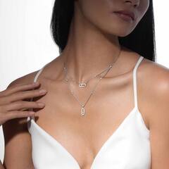 Двойное колье Messika, качество white/rose VGOLD с двигающимися цирконами