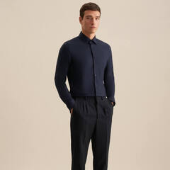 Сорочка мужская Seidensticker Slim Fit 01.693650-19 из фактурной ткани тёмно-синяя