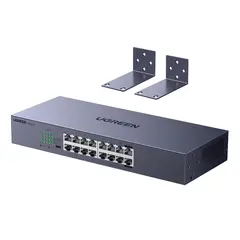 Сетевой коммутатор UGREEN CM939 (75289EU) 16-Port Gigabit Ethernet Switch Alum EU, серый космос