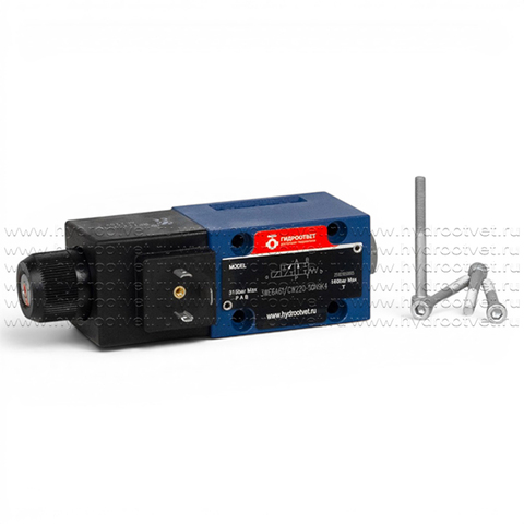 Фото 3WE6A61/CW220-50N9K4 - Гидрораспределитель золотниковый Ду 6 с электроуправлением, схема A (573), электроуправление W230, возврат - пружинный