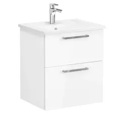 VitrA Root 66294 Тумба 60 см с квадратной раковиной, 2 ящика, глянцевый белый фото