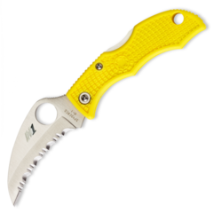 Фото Нож складной Ladybug 3 Salt - Spyderco LYLS3HB, сталь H1 Satin Serrated Hawkbill, рукоять термопластик FRN, жёлтый