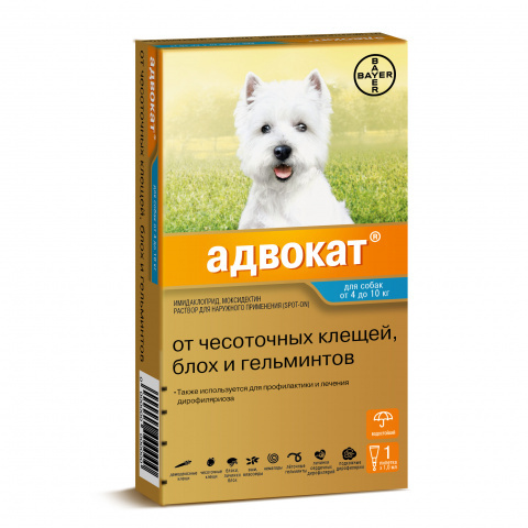 Bayer Адвокат антипаразитарный препарат для собак 4-10кг 1пипетка
