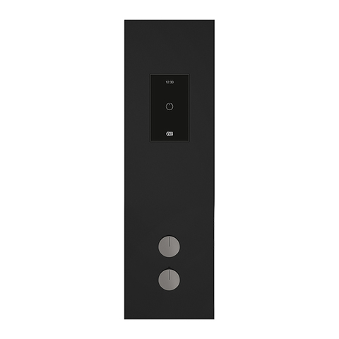 Gessi Binario 61229#238 Настенная панель сенсорного управления с термостатич смесителем HI-FI, закаленное стекло, внешняя часть, ручки Mirror Steel, цвет черный