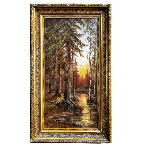 Зотов П. В. Закат в сосновом лесу. Холст, масло. Россия, 1908 г.