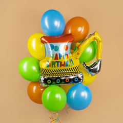 Шар К Фигура, Экскаватор, Happy Birthday, 39''/99 см, 1 шт.