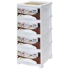 Комод детский 4 ящика, Совушка, 38х47х98 см, бел, Росспласт, РП-421