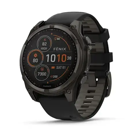 Garmin Fenix 8 47 mm Solar Sapphire - Carbon Gray DLC Titanium with Black/Pebble Gray