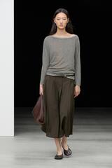 Massimo Dutti Юбка миди из смесовой шерсти со складками, коричневый