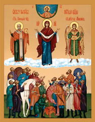 Икона на дереве " Пресвятая Богородица Покров Казачий "