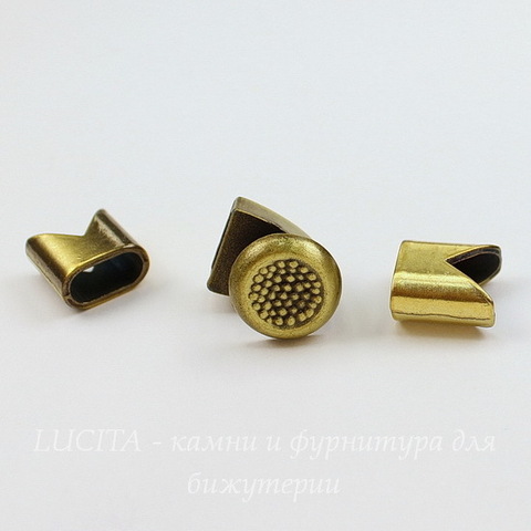 Замок для шнура 5 мм из 3х частей 16х14х13 мм, 13х13 мм (цвет - античная бронза)