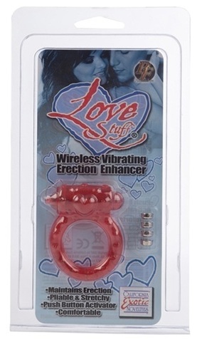 Красное эрекционное кольцо на пенис с вибрацией LOVE STUFF
