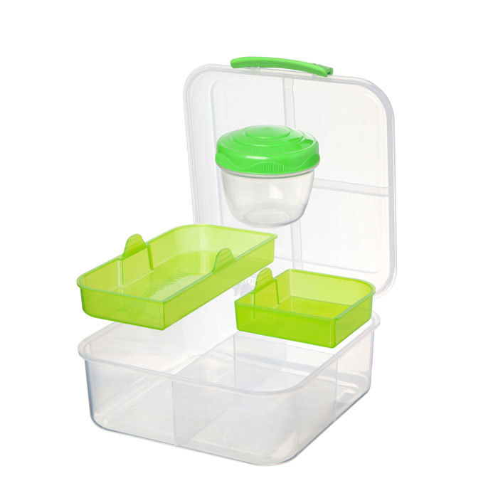 Ланч-бокс с баночкой Sistema "Bento TO GO", многосекционный, 1,25 л, цвет Зеленый
