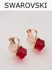 Клипсы Миражи с красными кристаллами Swarovski