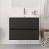 BelBagno UNO-800-2C-SO-GSO База под раковину подвесная с фрезерованными ручками по всей длине фасада с двумя выкатн. ящ., Темно-Серый Матовый, 800x455x608