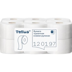 Бумага туалетная рулонная Tellus Universal T2 1-слойная натуральная белая 12 рулонов по 200 метров (120197)