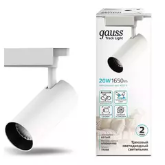 Св-к Gauss LED трековый цилиндр 20W 1650lm 4000K 65*210mm 180-220V IP20 белый угол 24° TR068