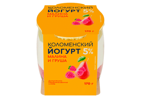Йогурт со вкусом малины и груши "Коломенский" , 170г